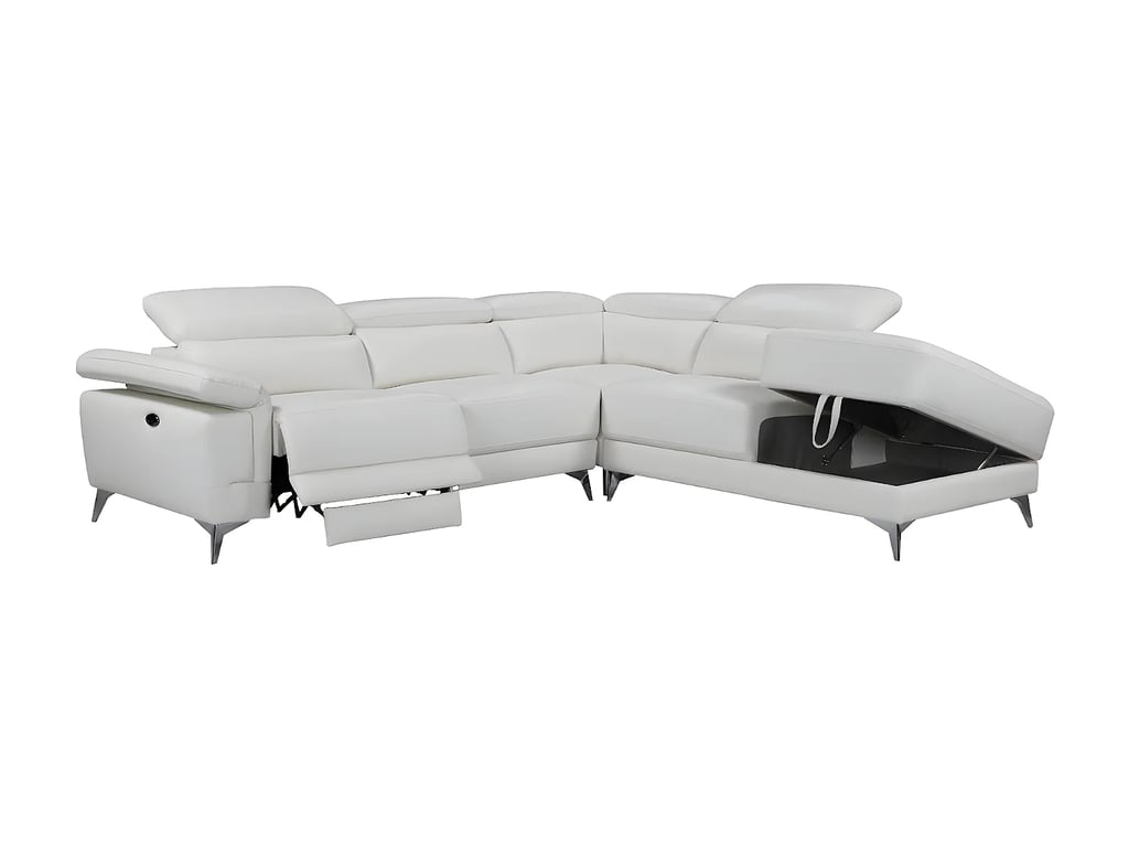 Pascaline canapé d'angle droit 5 places cuir beige relax électrique - Vue supplémentaire 3