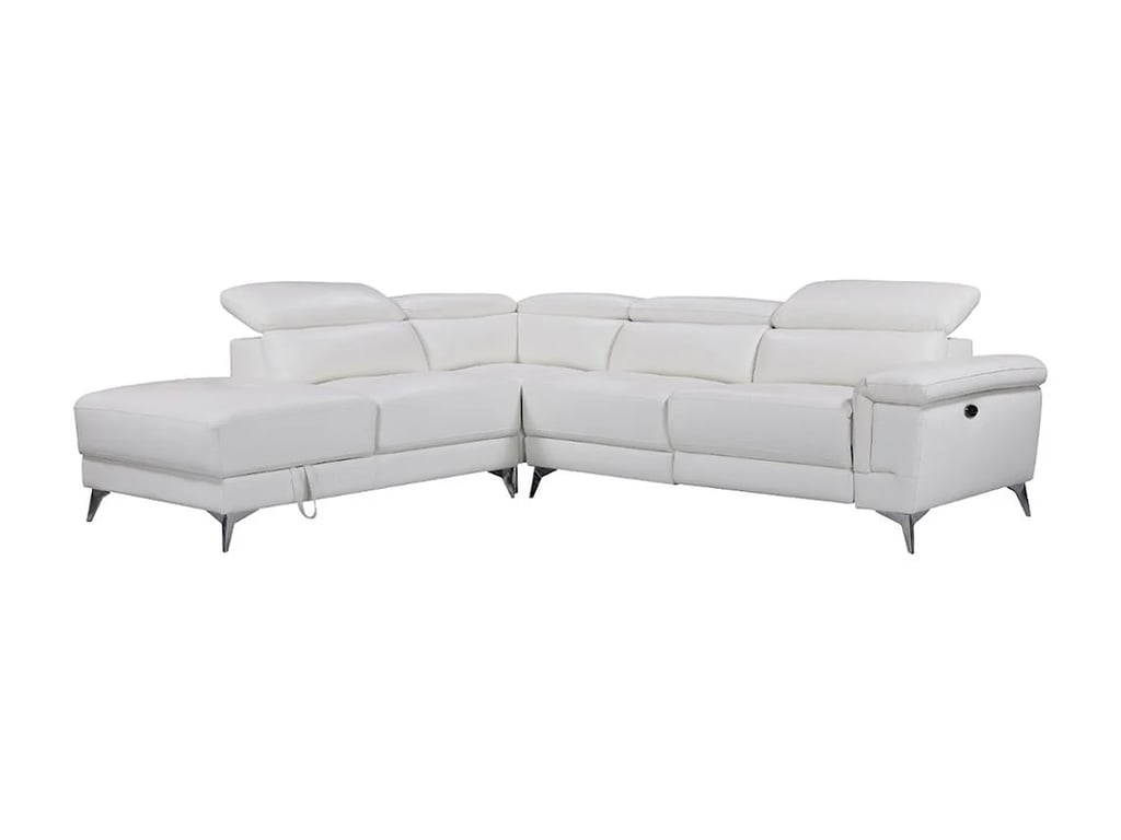 Pascaline canapé d'angle gauche 5 places cuir beige relax électrique - Vue supplémentaire 2