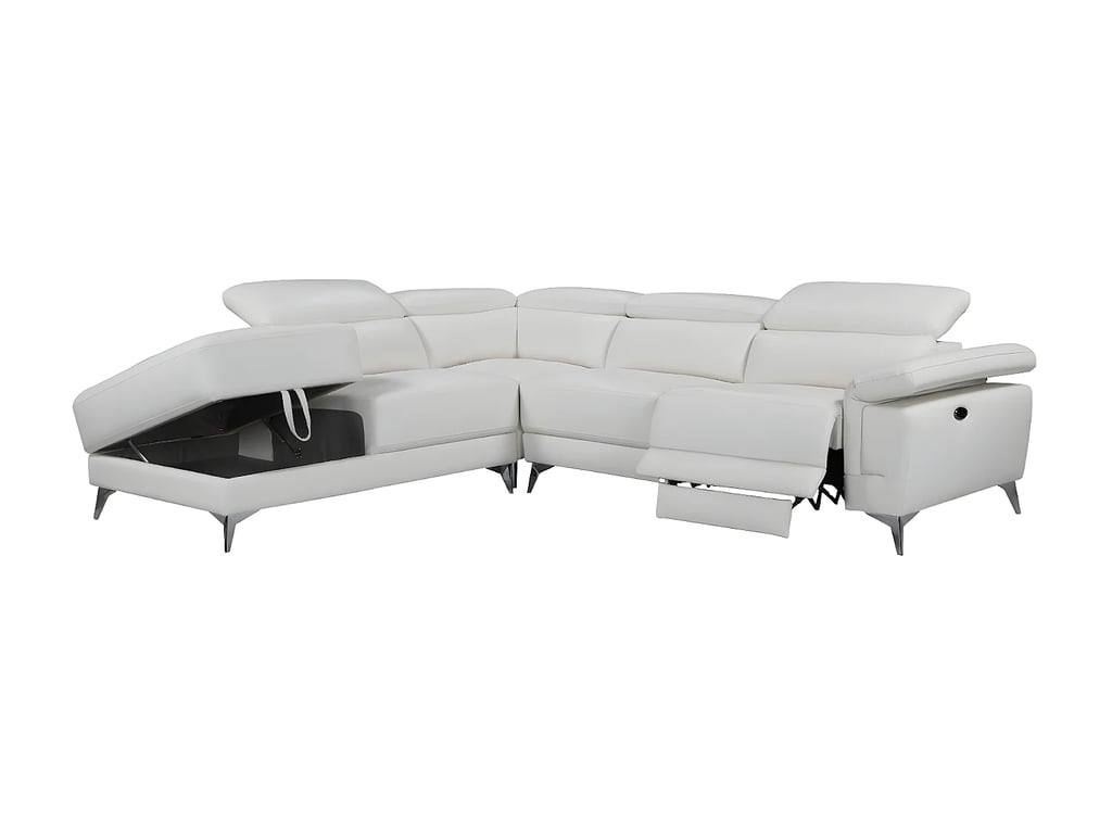 Pascaline canapé d'angle gauche 5 places cuir beige relax électrique - Vue supplémentaire 3