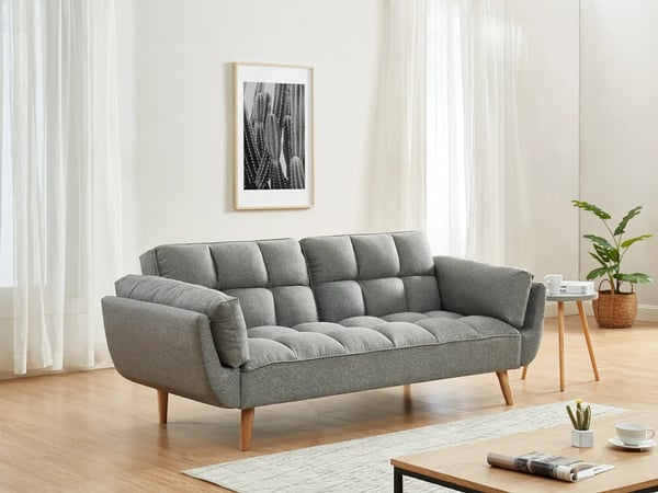Loeline canapé convertible 3 places clic-clac tissu chiné gris
