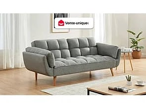 Loeline canapé convertible 3 places clic-clac tissu chiné gris - Vue supplémentaire 1