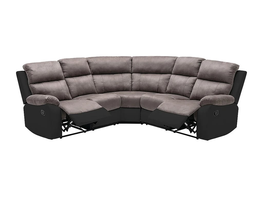 Tolzano canapé d'angle réversible 5 places microfibre gris et noir relax - Vue supplémentaire 2