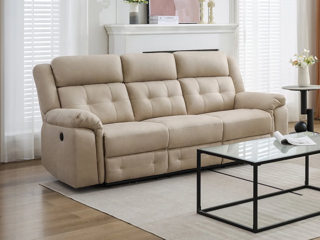 Ortiano canapé 3 places microfibre beige relax électrique - Vue supplémentaire 1