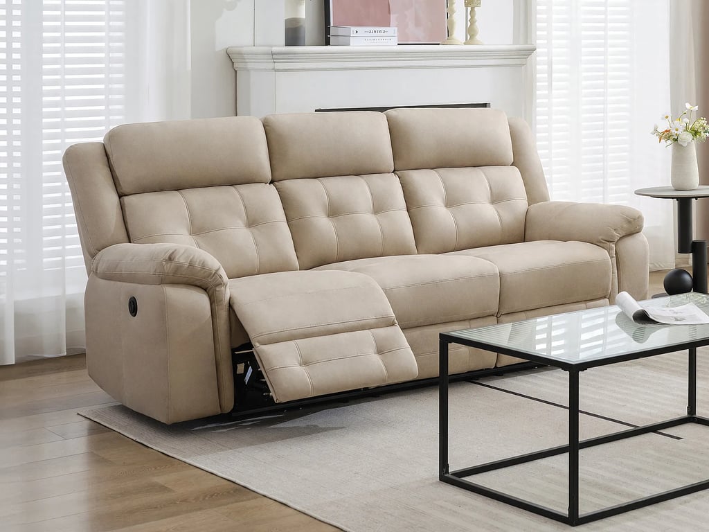 Ortiano canapé 3 places microfibre beige relax électrique - Vue supplémentaire 2