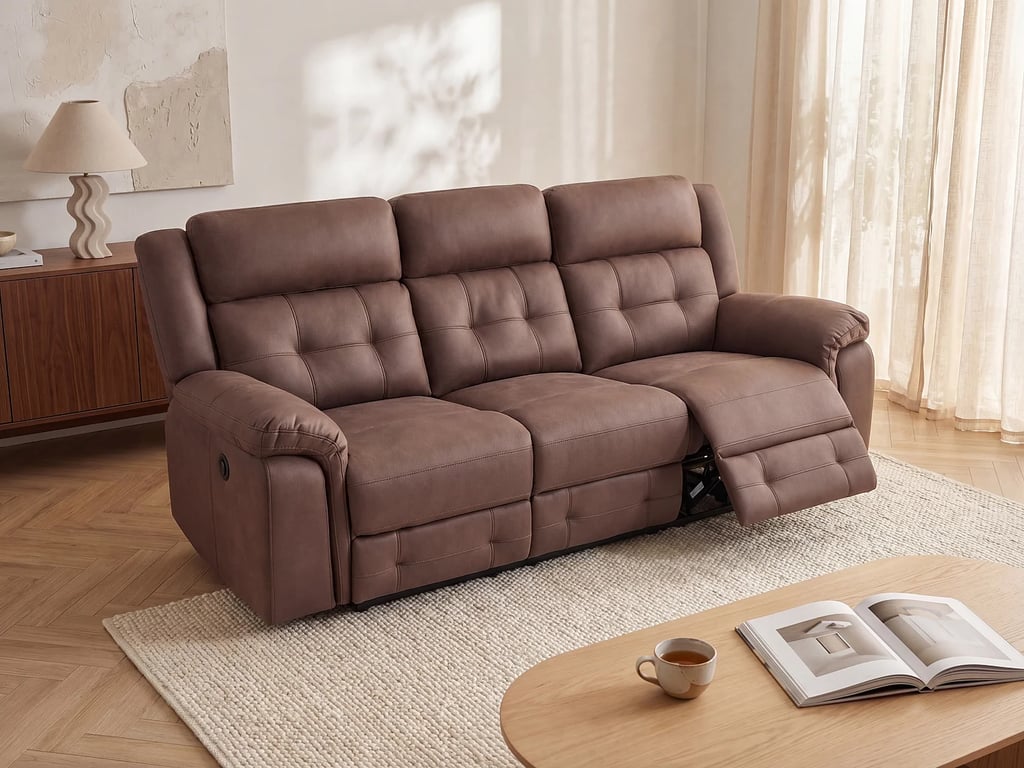 Produit similaire: Ortiano canapé 3 places microfibre aspect cuir vieilli relax électrique