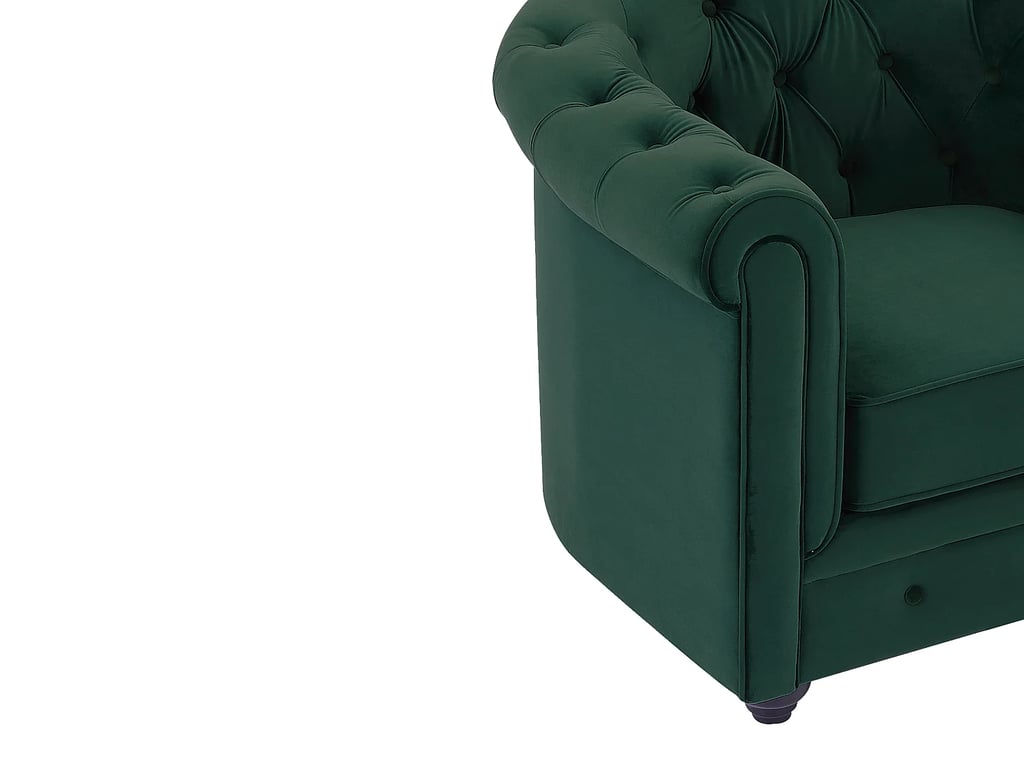 Chesterfield canapé 3 places velours vert - Vue supplémentaire 3