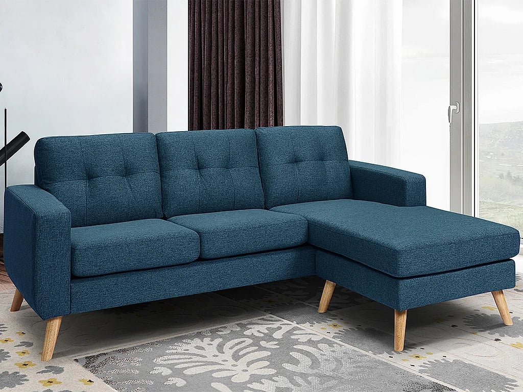 Produit similaire: Bartolome canapé d'angle réversible 4 places tissu bleu foncé