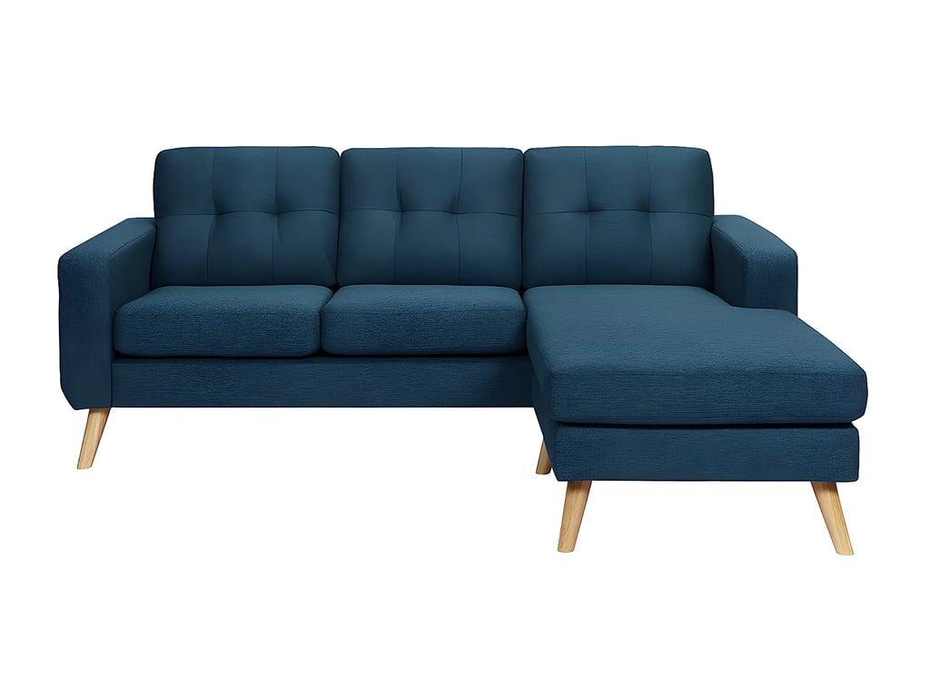 Bartolome canapé d'angle réversible 4 places tissu bleu foncé - Vue supplémentaire 1