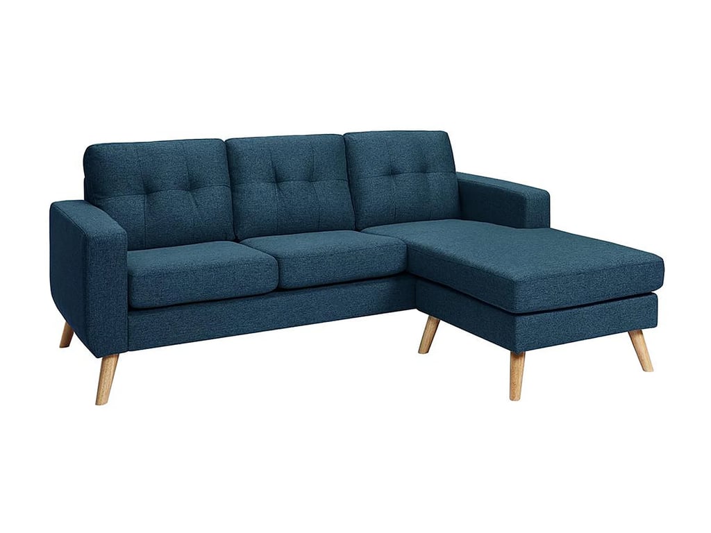 Bartolome canapé d'angle réversible 4 places tissu bleu foncé - Vue supplémentaire 2