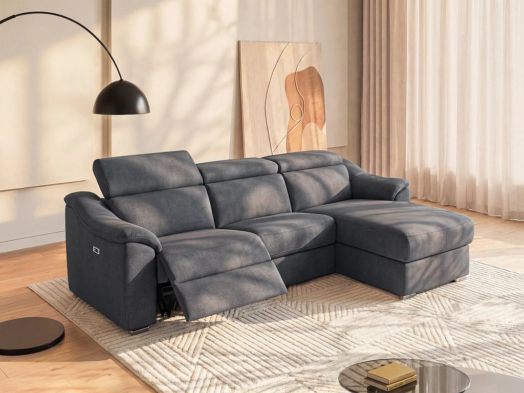 Produit similaire: Pedrera canapé d'angle droit 5 places tissu gris relax électrique