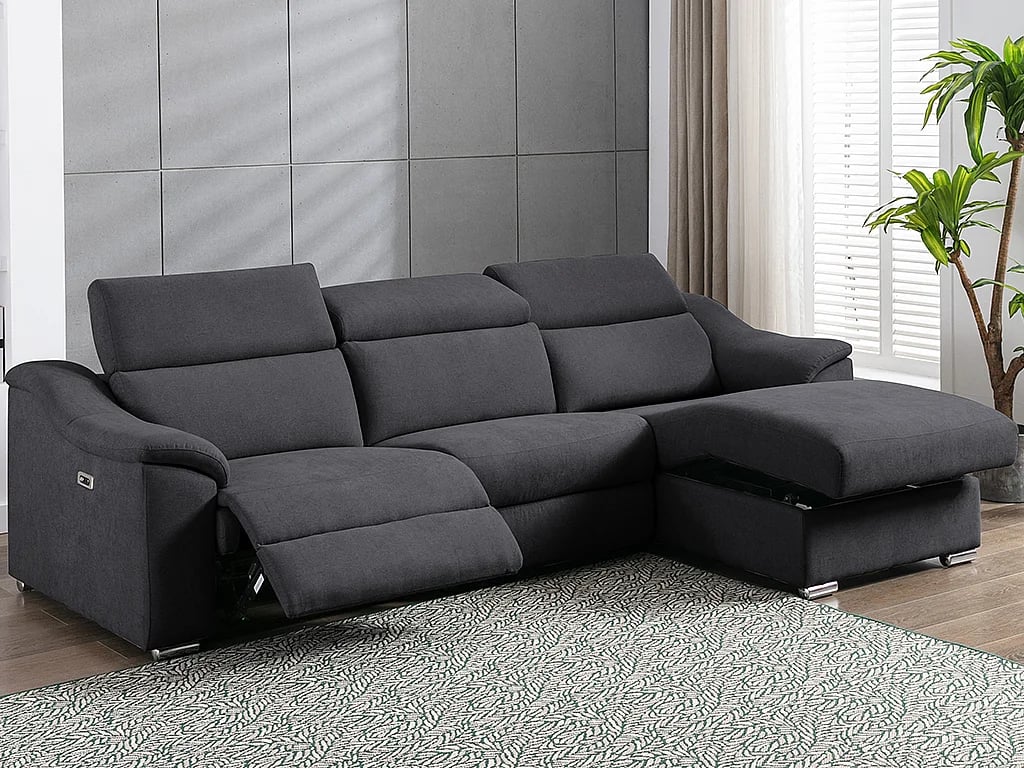 Pedrera canapé d'angle droit 5 places tissu gris relax électrique - Vue supplémentaire 3