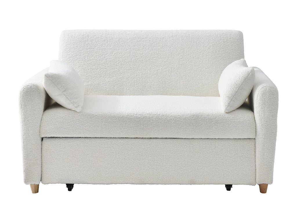Ayla canapé convertible 2 places tissu bouclette blanc - Vue supplémentaire 2