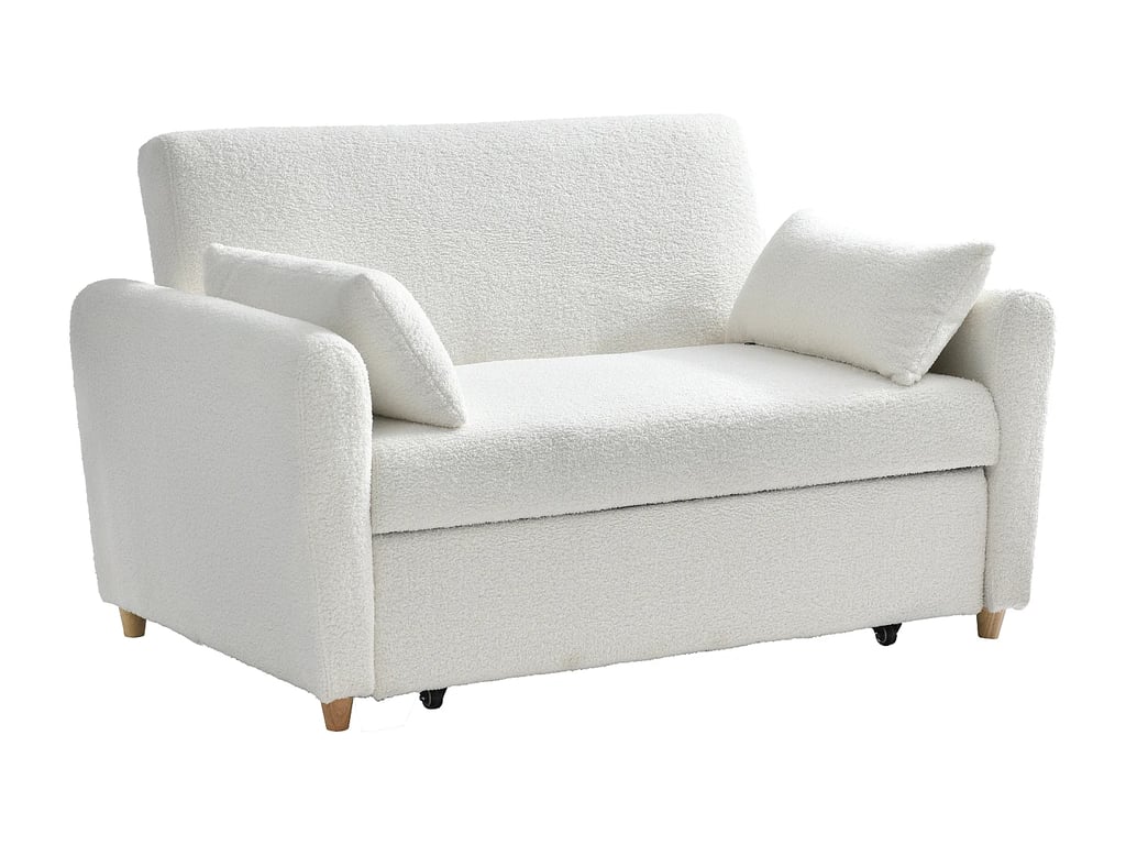 Ayla canapé convertible 2 places tissu bouclette blanc - Vue supplémentaire 3