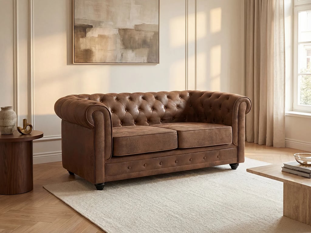 Produit similaire: Chesterfield canapé 2 places microfibre cuir vieilli marron