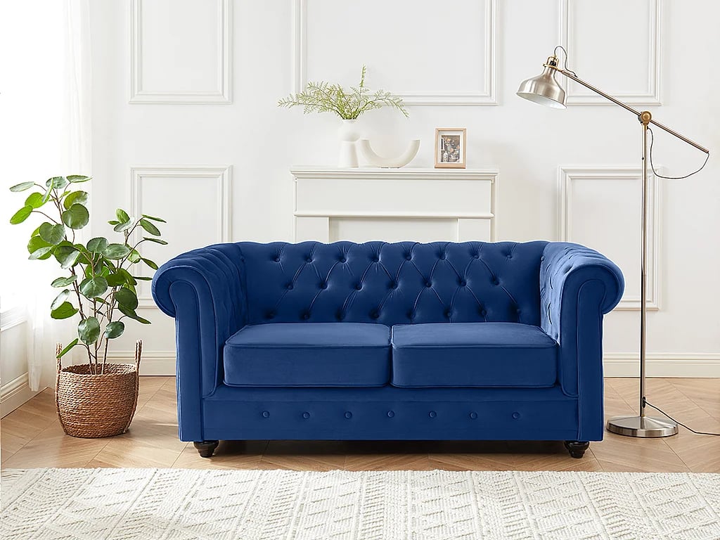 Produit similaire: Chesterfield canapé 2 places velours bleu roi