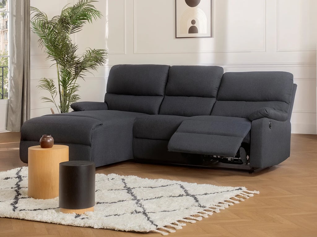 Lunano canapé d'angle gauche 4 places tissu gris relax électrique - Vue supplémentaire 3