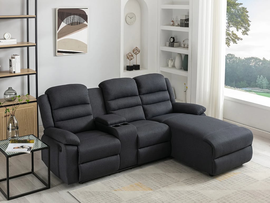 Macedonia canapé d'angle droit 4 places tissu gris relax - Vue supplémentaire 2