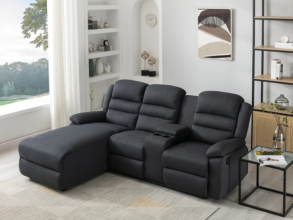 Macedonia canapé d'angle gauche 4 places tissu gris relax - Vue supplémentaire 1