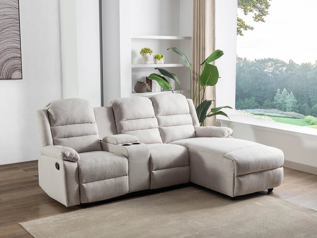 Macedonia canapé d'angle droit 4 places tissu beige relax - Vue supplémentaire 2