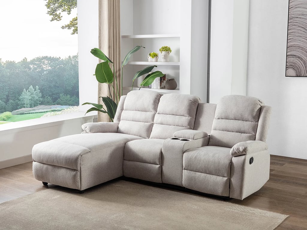 Macedonia canapé d'angle gauche 4 places tissu beige relax - Vue supplémentaire 2