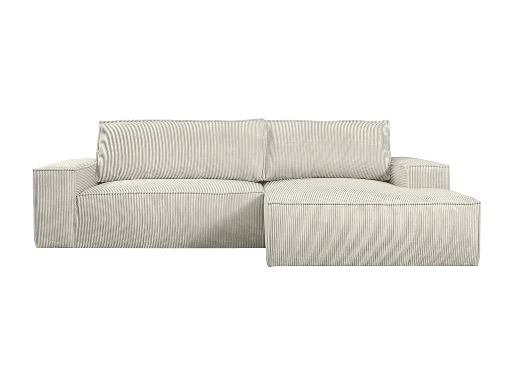 Amelia canapé d'angle convertible droit 4 places velours côtelé beige - Vue supplémentaire 1