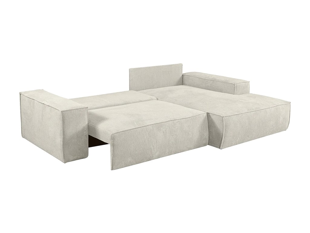 Amelia canapé d'angle convertible droit 4 places velours côtelé beige - Vue supplémentaire 3