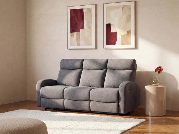 Evelyn canapé 3 places tissu gris relax