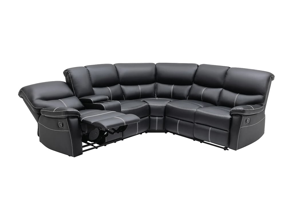 Canby canapé d'angle réversible 5 places simili noir relax - Vue supplémentaire 3