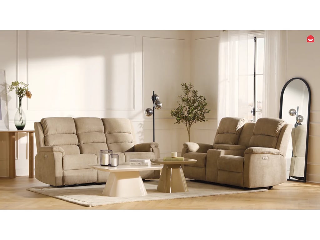 Nevers canapé 2 places tissu marron relax électrique - Vue supplémentaire 1
