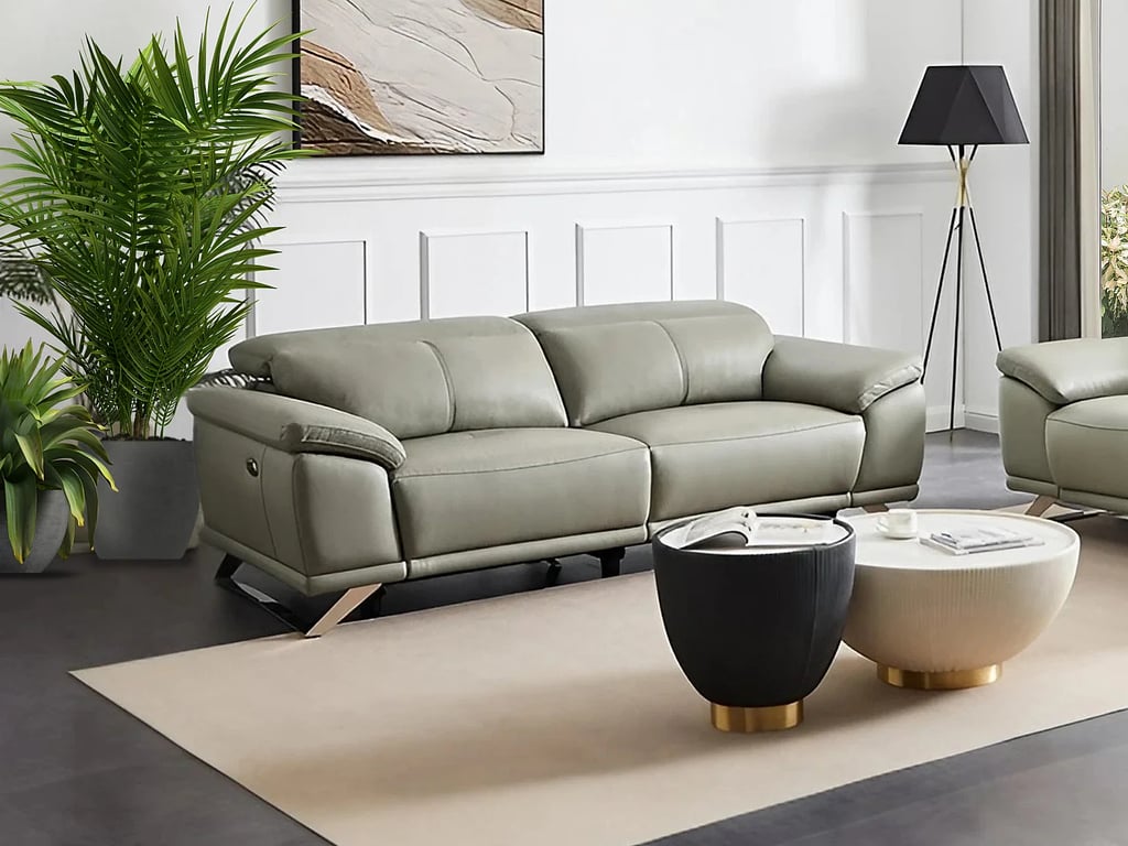 Azidee canapé 3 places cuir gris relax électrique - Vue supplémentaire 2