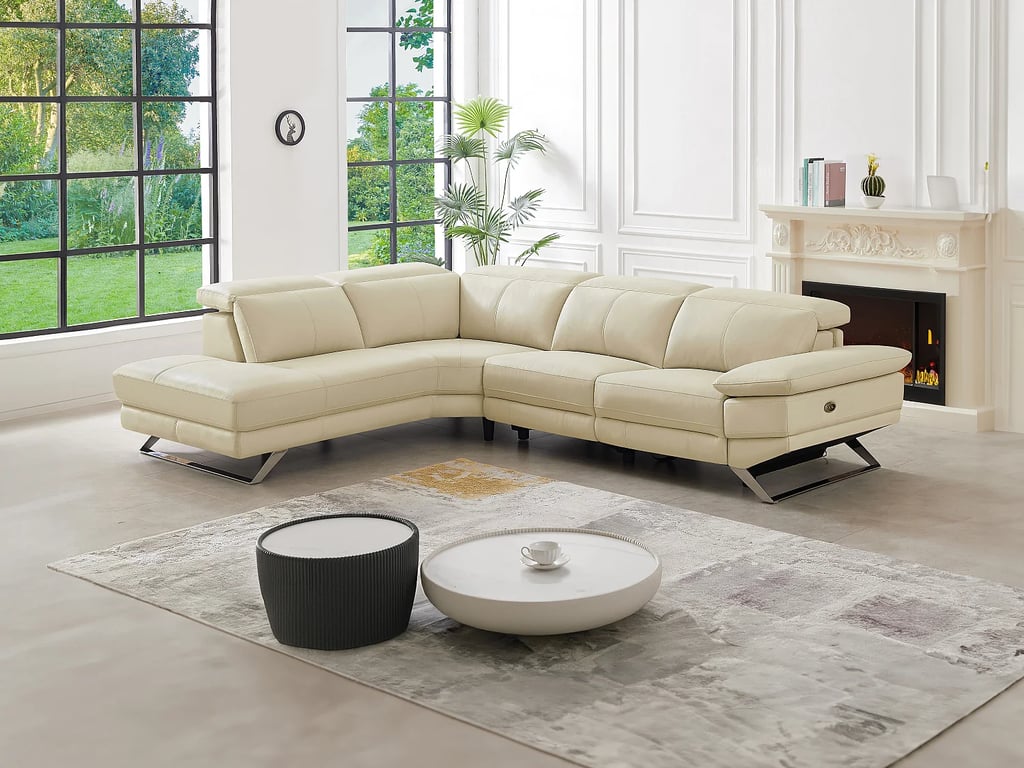 Puno II canapé d'angle gauche 6 places cuir de vachette beige relax électrique - Vue supplémentaire 2