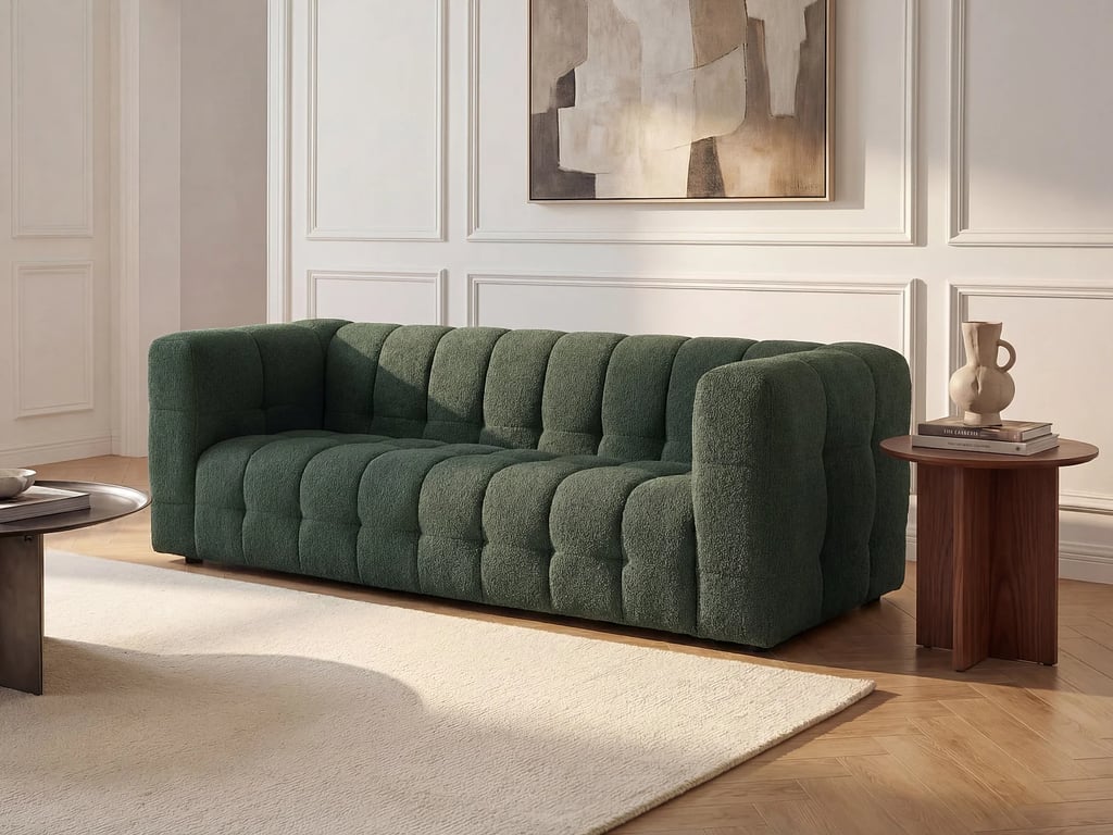 Produit similaire: Lerici canapé 3 places tissu bouclette vert