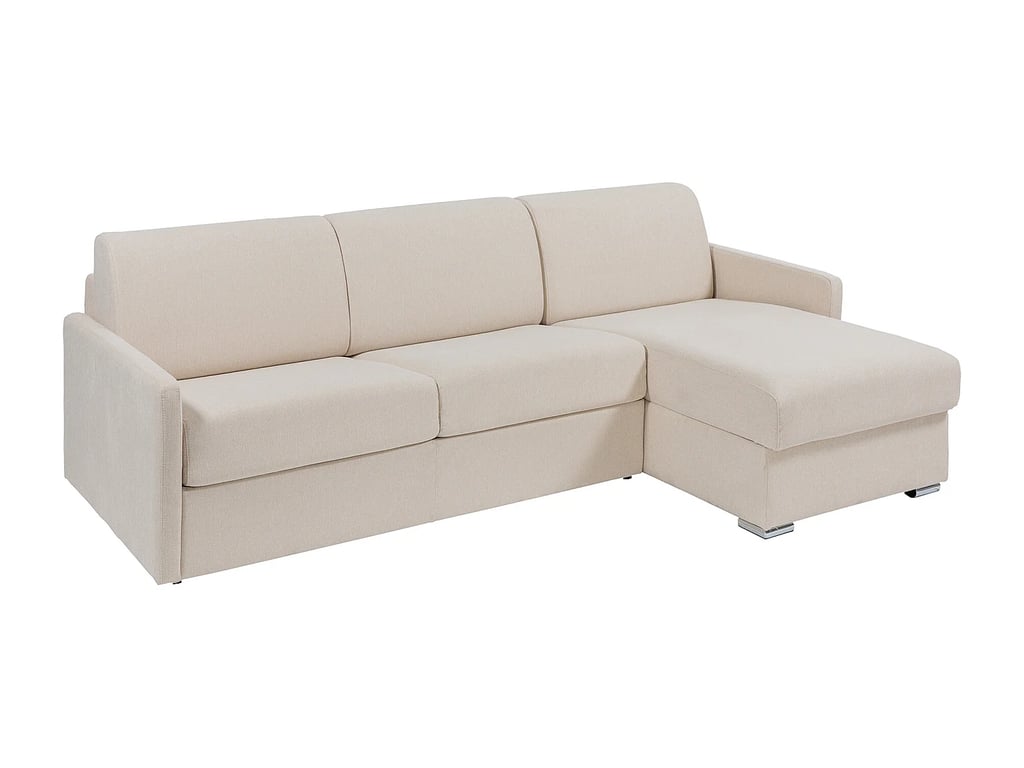 Calife canapé d'angle convertible réversible 5 places tissu texturé beige - Vue supplémentaire 1