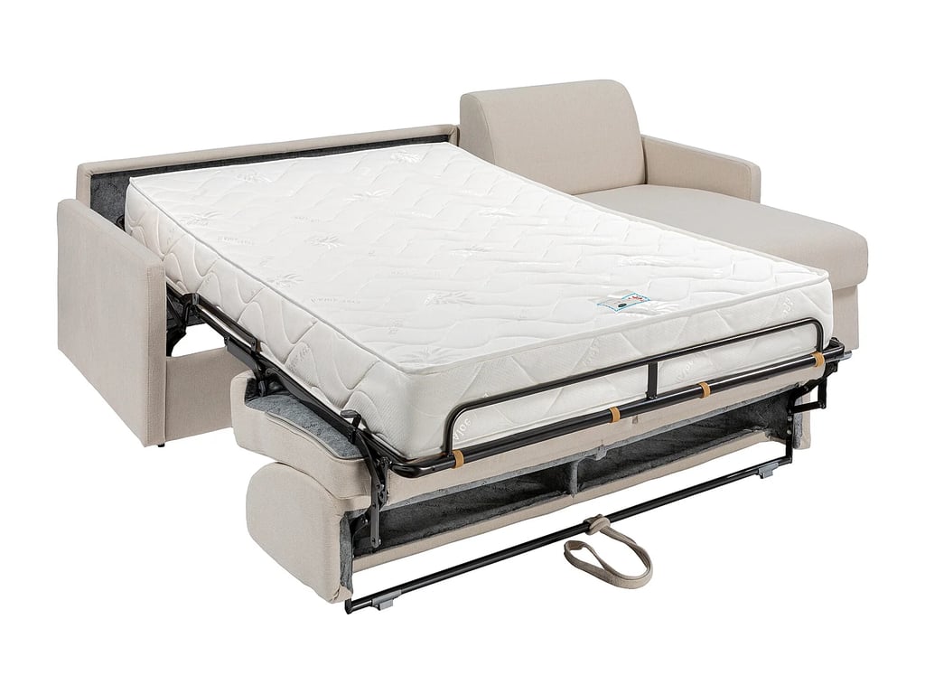 Calife canapé d'angle convertible réversible 5 places tissu texturé beige - Vue supplémentaire 2