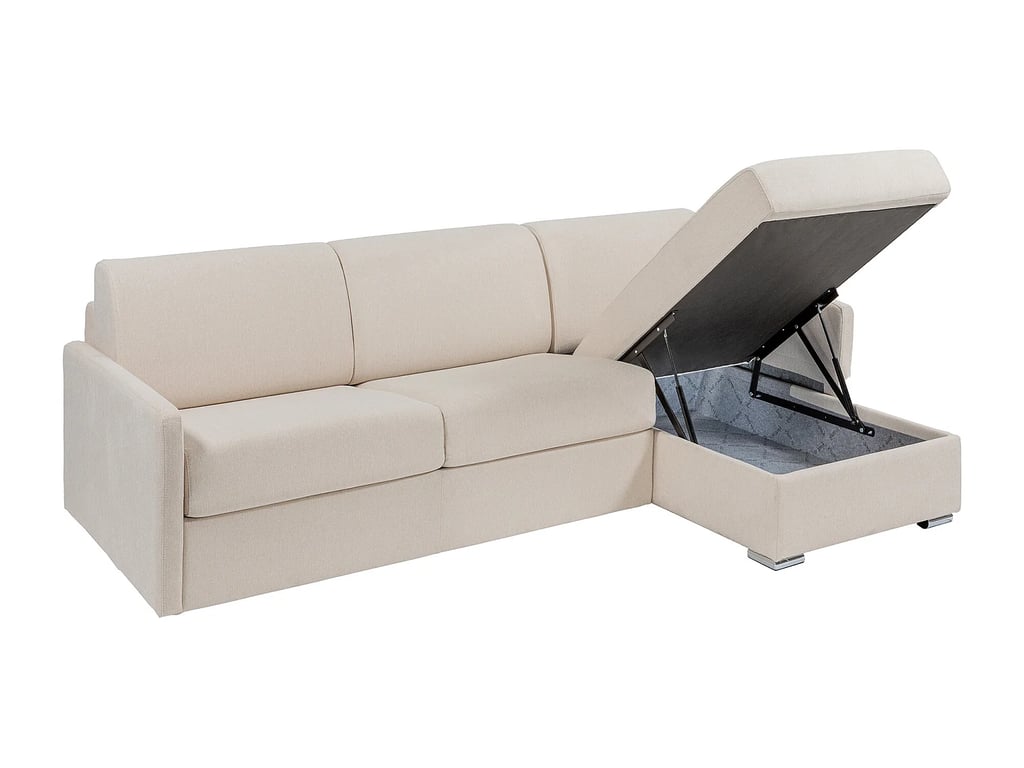 Calife canapé d'angle convertible réversible 5 places tissu texturé beige - Vue supplémentaire 3