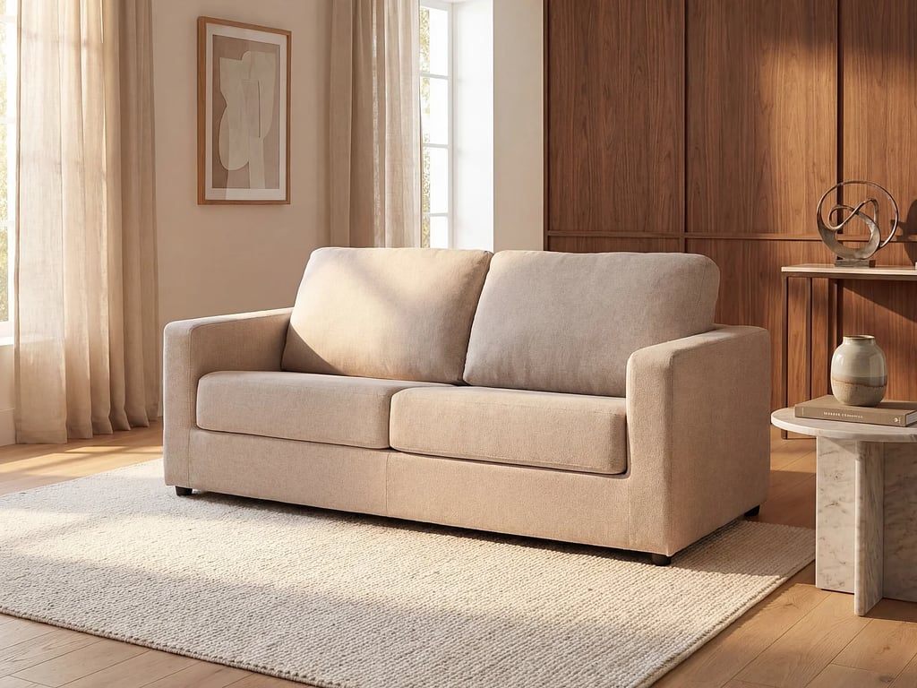 Produit similaire: Doneto canapé convertible 3 places tissu beige