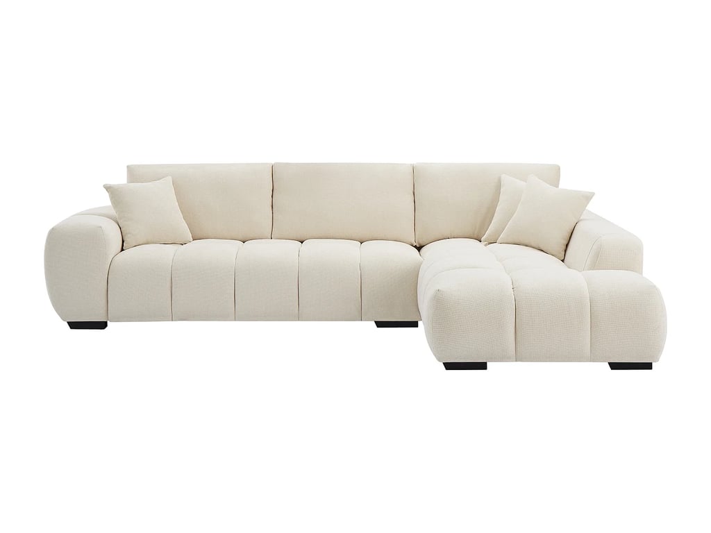 Berenia canapé d'angle droit 5 places tissu texturé beige - Vue supplémentaire 3