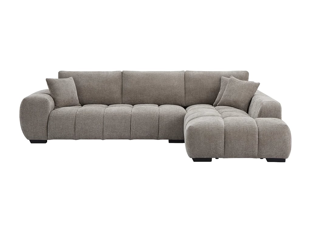 Berenia canapé d'angle droit 5 places tissu texturé gris - Vue supplémentaire 3