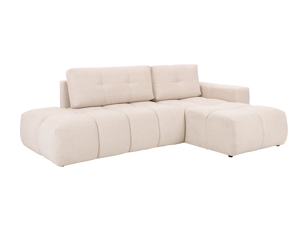 Trimaldi canapé d'angle convertible droit 5 places tissu texturé beige - Vue supplémentaire 1