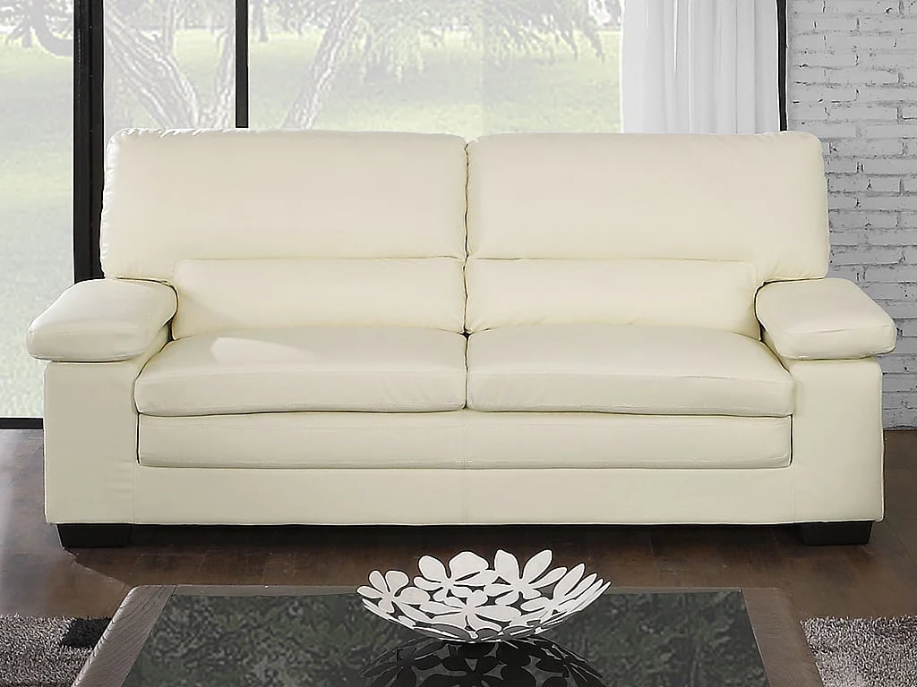 Mimas II canapé 3 places cuir de buffle beige - Vue supplémentaire 3