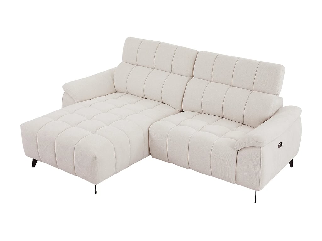 Celtimo canapé d'angle droit 4 places tissu texturé beige relax électrique - Vue supplémentaire 1