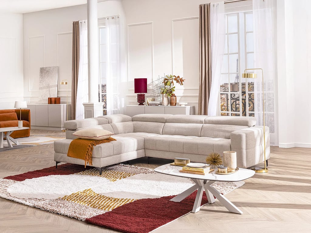 Moniso canapé d'angle gauche 5 places tissu beige relax électrique - Vue supplémentaire 2