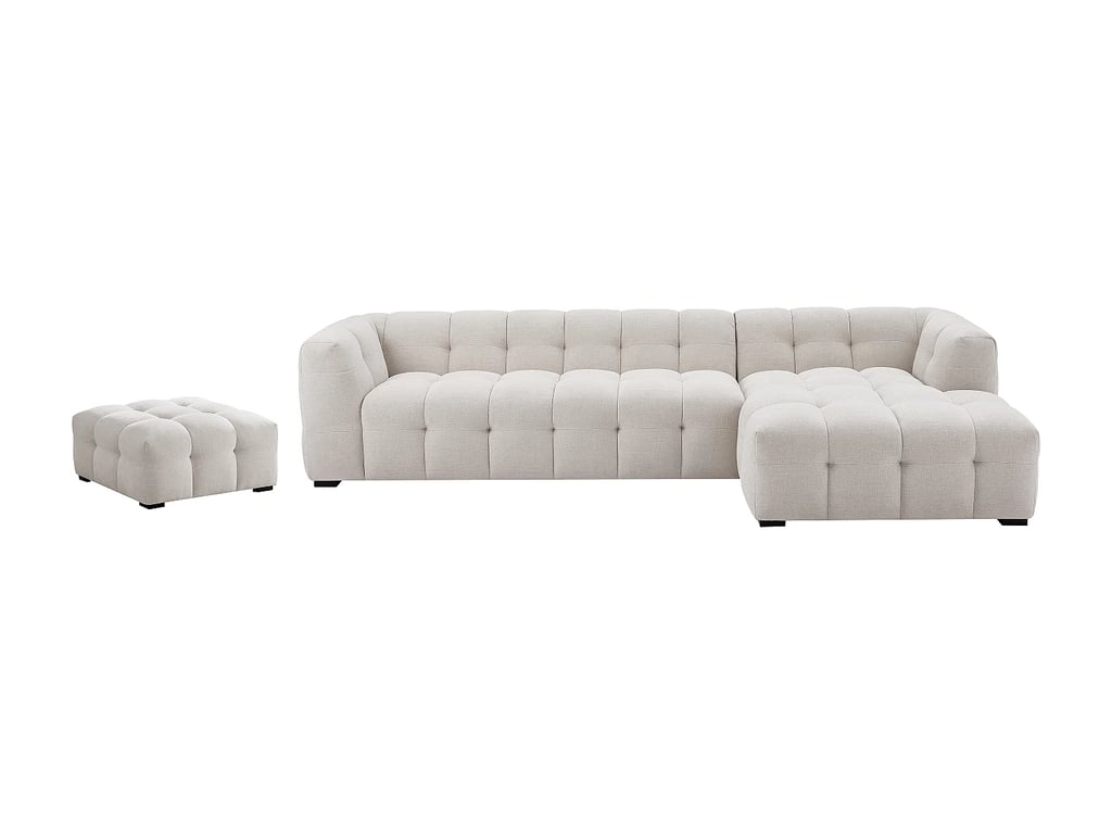 Dilome canapé d'angle droit 6 places tissu chiné beige - Vue supplémentaire 1