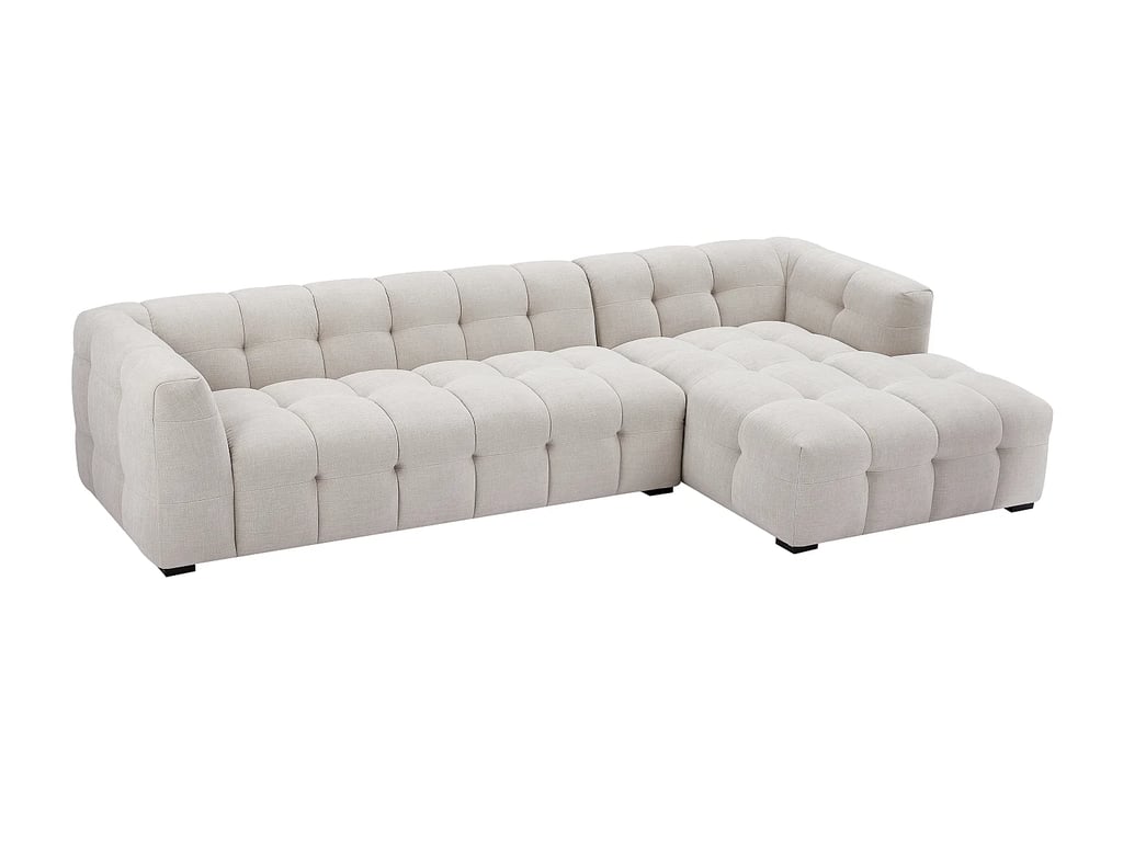 Dilome canapé d'angle droit 6 places tissu chiné beige - Vue supplémentaire 3