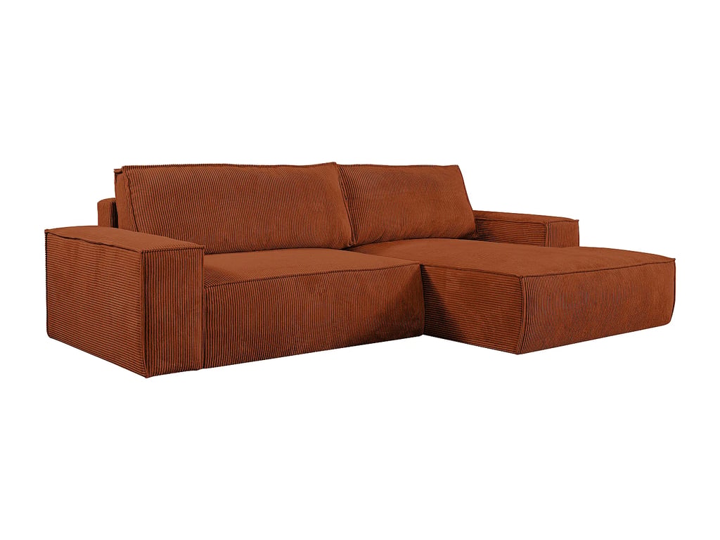Amelia canapé d'angle convertible droit 4 places velours côtelé terracotta - Vue supplémentaire 2