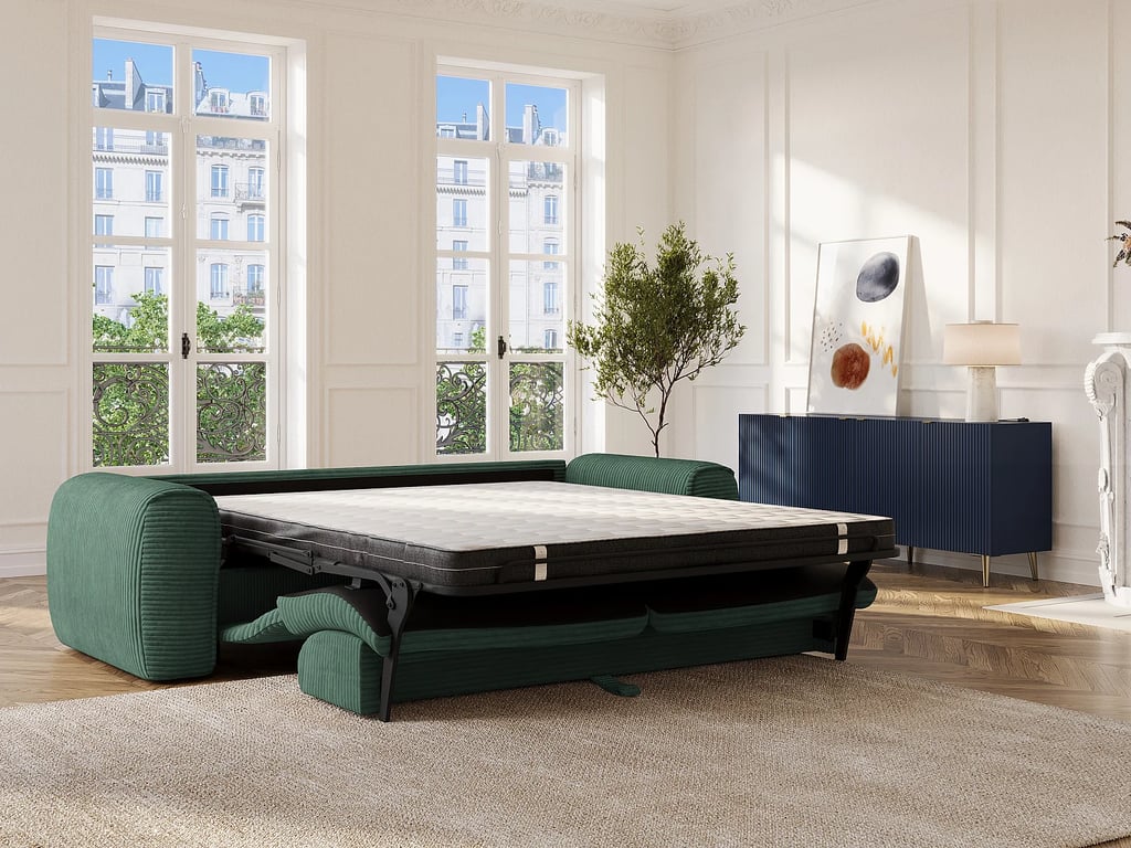 Pognia canapé convertible 4 places velours côtelé vert - Vue supplémentaire 2