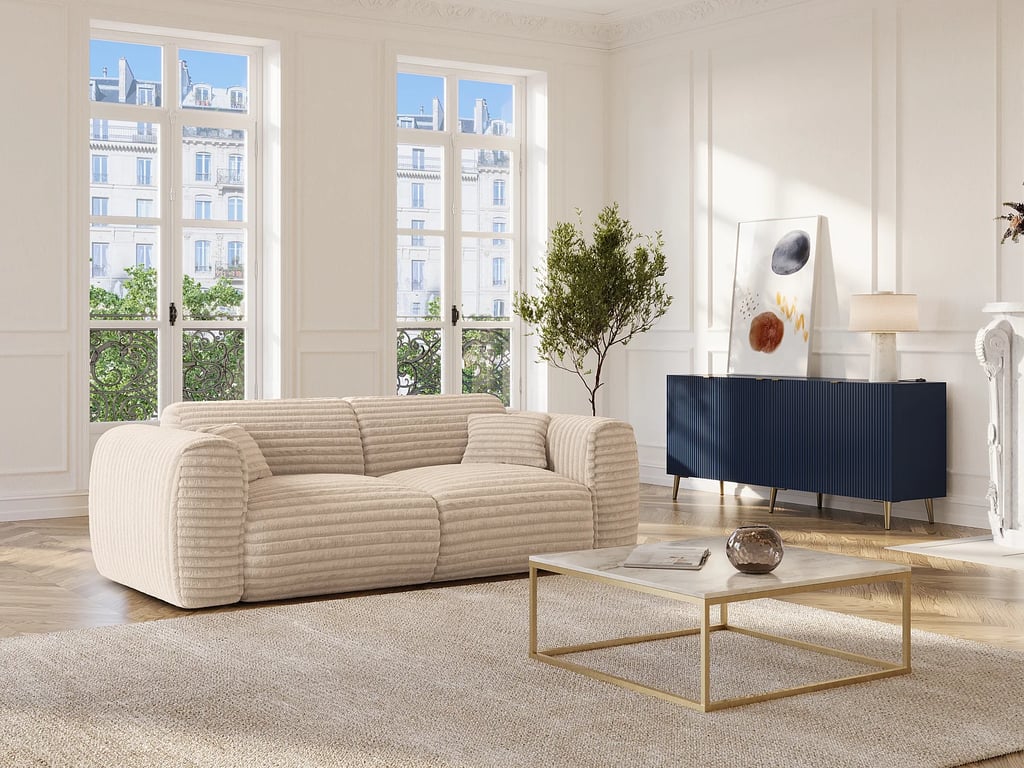Produit similaire: Pognia canapé convertible 3 places velours côtelé beige grosses côtes