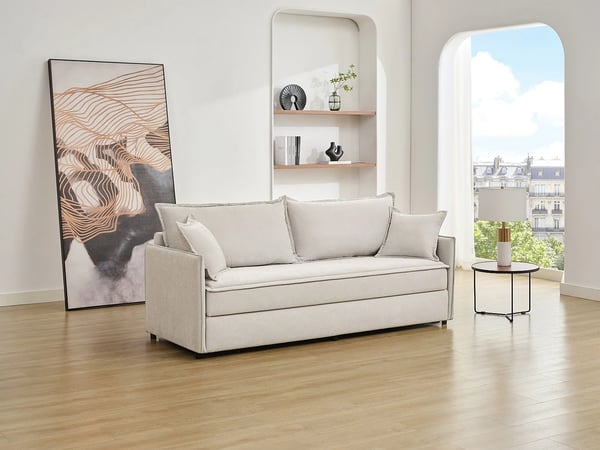 Seraba canapé convertible 3 places tissu beige