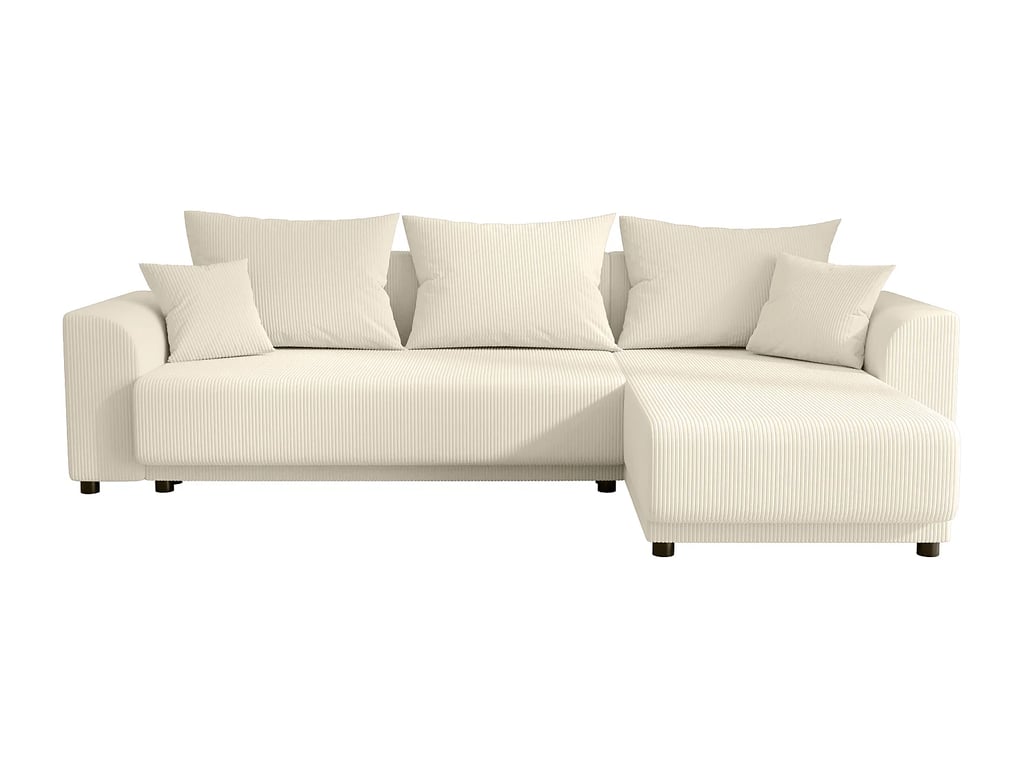Nessaro canapé d'angle convertible réversible 4 places velours côtelé beige - Vue supplémentaire 3