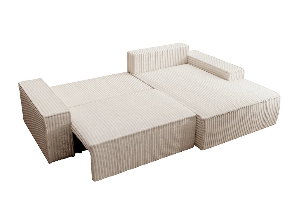 Amelia canapé d'angle convertible droit 4 places velours côtelé grosses côtes beige - Vue supplémentaire 3